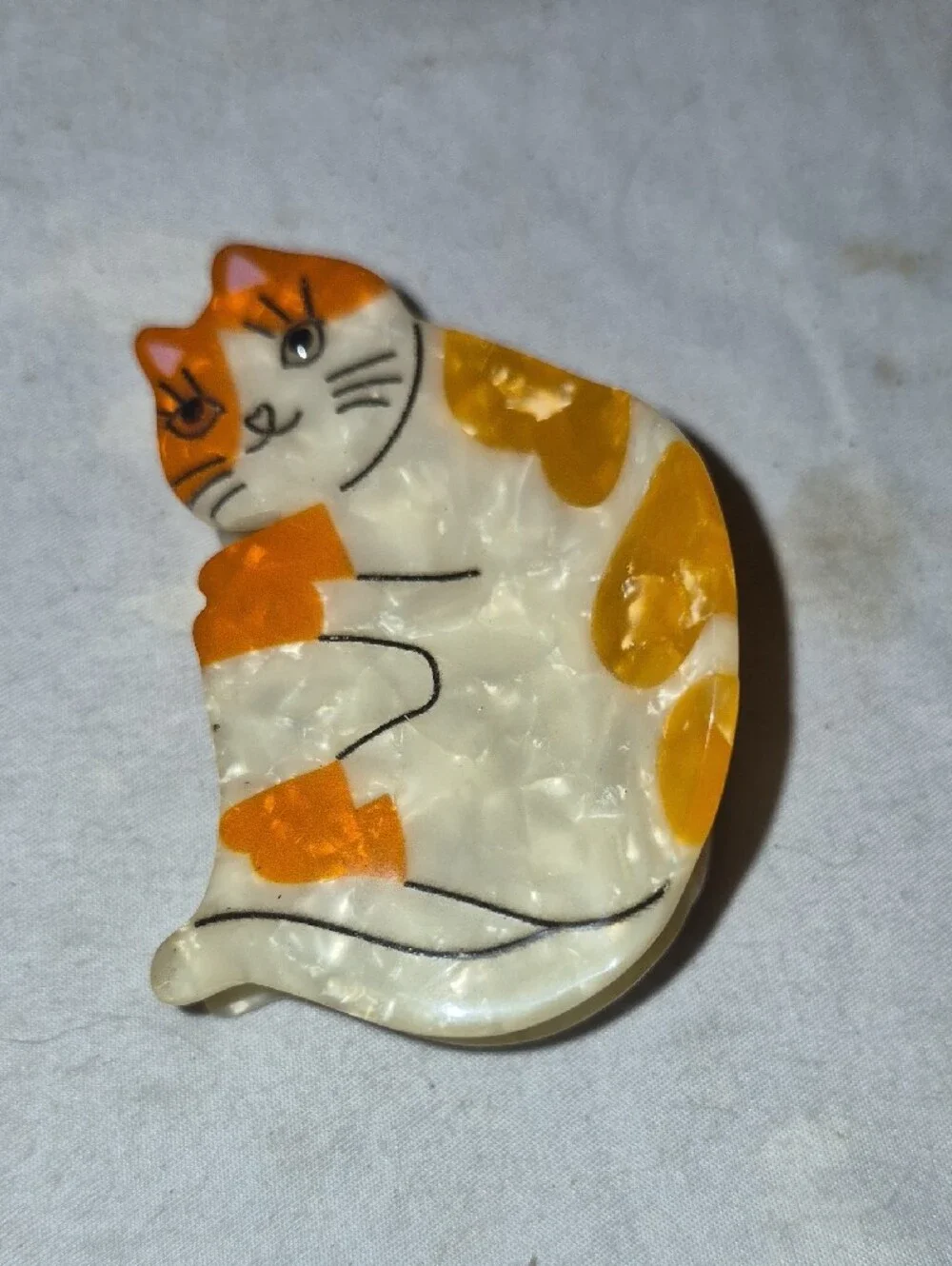 Unknown Brand Orange & White Cat Decorative Hair Clip